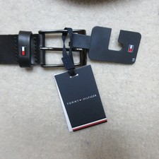 Image of Tommy Hilfiger Men's Belt 34 Inch Black Leather Adjustable Fashion Accessory