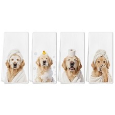 Funny Retriever Hand Towels Retriever Bathroom Decor, Dog Lover Mom Dad Golden
