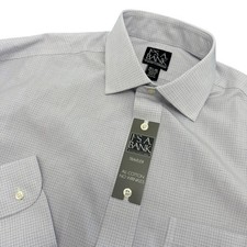 Jos. A. Bank Traveler Dress Shirt Mens 15.5 32 White Micro Check Cotton NWT