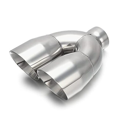 Dual Outlet Exhaust Tip 2.5" Inlet,  2.5 ID to 4 OD 1PC Stainless Steel