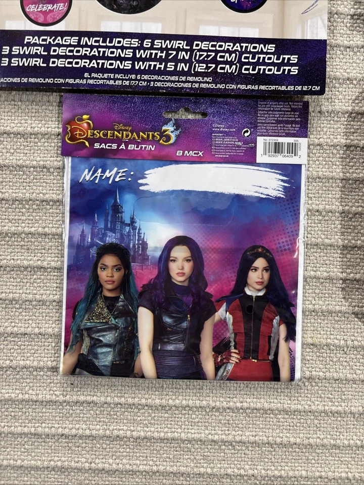 Descendants 3 Party Plates Photo Booth Centerpiece Bags Cake Pick Runner Hanging - Image 4 of 4