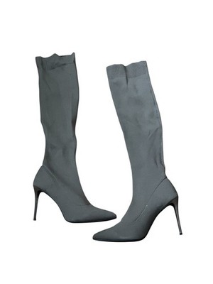 Women s Taupe Thigh High Stiletto Boots Size 11 Pointed Toe Sock Boot w/ Box