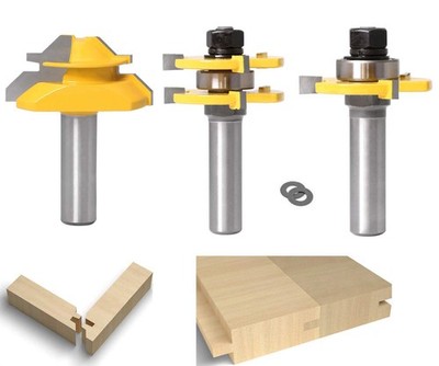 Lock Miter 45 Degree Joint Router Bits + 2Pcs Tongue and 1/2-Inch Shank 