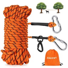 Dog Tie Out Cable for Camping 50ft, Runner Yard Hold up 50FT, Orange