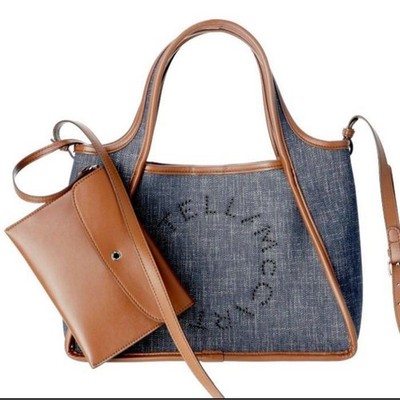 Stella Mccartney leather Tote Bag Auth Blue Brown Women UK 129280