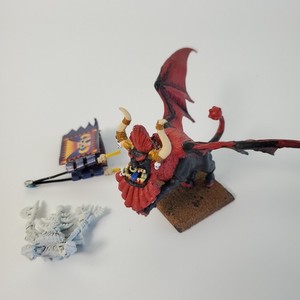 Warhammer Chaos Dwarf Sorcerer on Lammasu Metal With Paper Banner OOP +BONUS