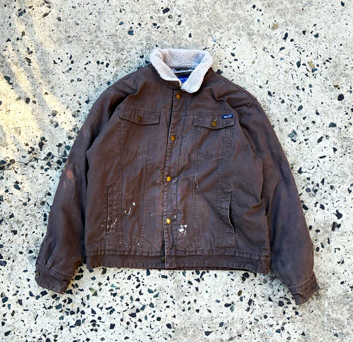Bass Creek Distressed Detroit canvas workwear jacket Sherpa lined Xl image 1