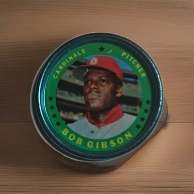1971 baseball TOPPS Coin St Louis Cardinals Bob Gibson HOF #63 Vtg No Dents Ex
