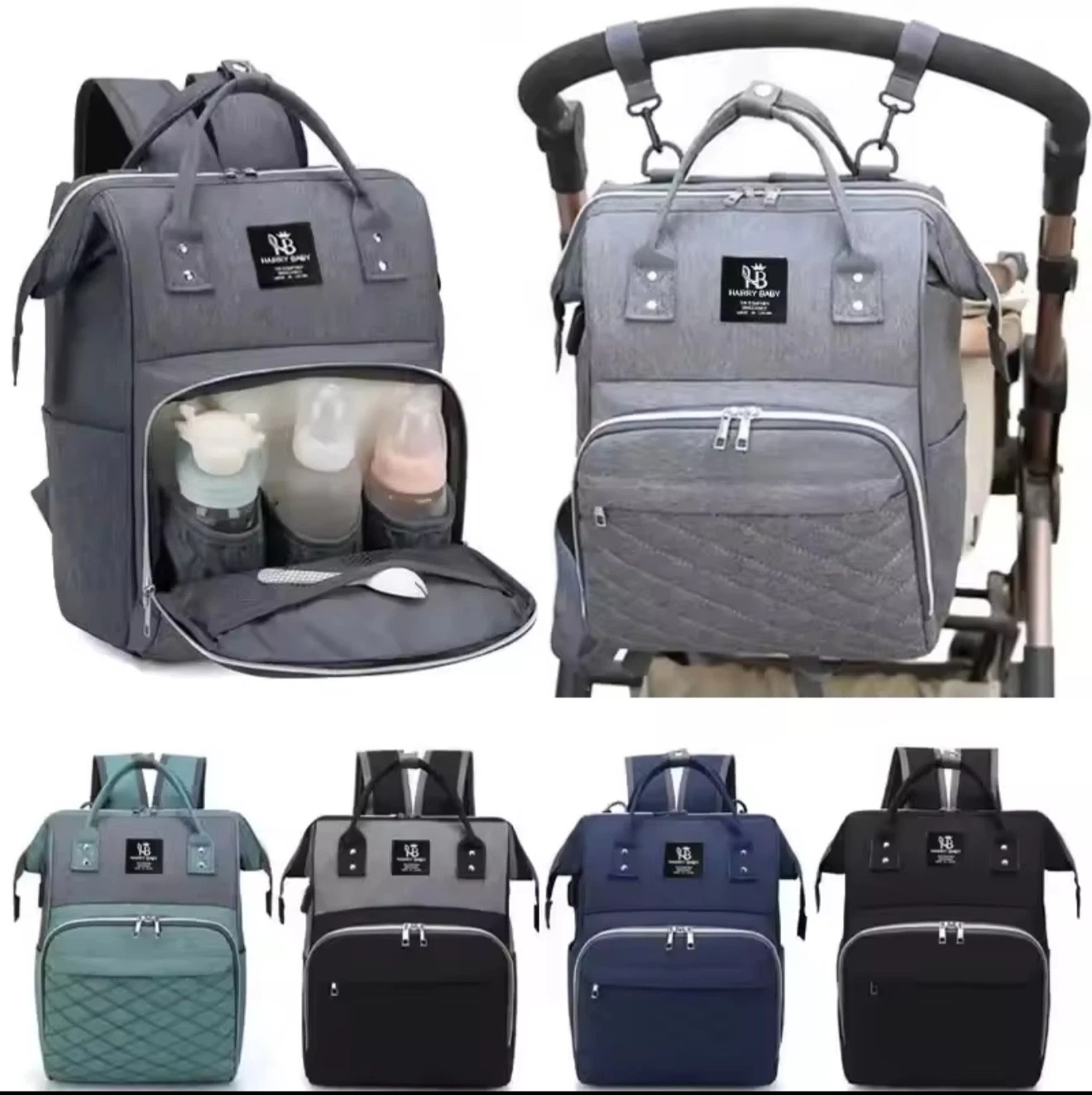 Mommy Baby Large Capacity Stroller Hanging Backpack With Diaper Changing Mat