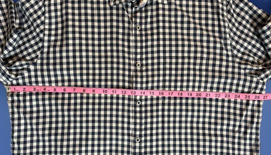 Johnston & Murphy Performance XXL Blue White Gingham Stretch Button Shirt - Image 4 of 4