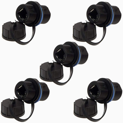 5PCS Panel Mounting Shielded RJ45 Waterproof Cat5/5E/6 8P8C Connector Ethernet L