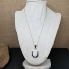 Taxco Sterling Silver 925 Mother of Pearl Octagon Pendant Necklace 18"