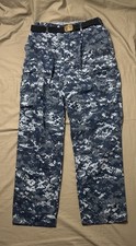 US Navy Working Trouser Size Medium-Regular w/ Belt NWU Type I Blue Pants USN