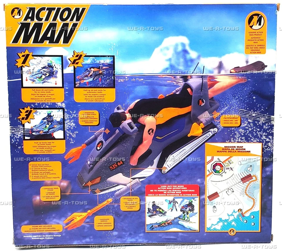 Action Man Scuba Ski with Firing Missiles 3 in 1 Vehicle 1995 Hasbro #27563 - Image 3 of 4