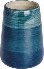 WENKO Zahnputzbecher Pottery Petrol Zahnbürstenhalter Zahnbürste und Zahnpasta