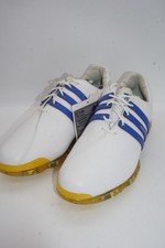 Adidas AdiPURE Golf Shoes Mens Size 9 White True Blue Sun Leather Spiked Cleats