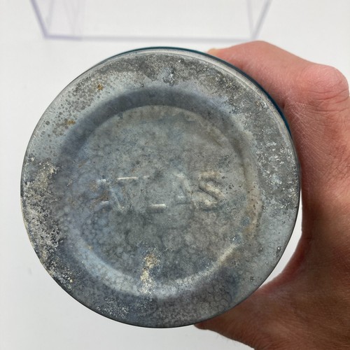 Vintage ATLAS SPECIAL MASON Widemouth Aqua Blue Quart Canning Fruit Jar Zinc Lid - Picture 10 of 20