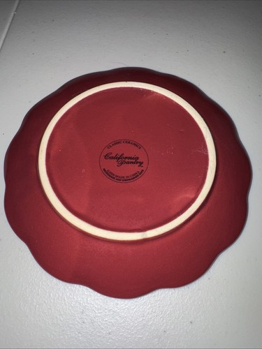California Pantry Embossed Burgundy Ceramic Dessert/Appetizer Plate 6 1/4” - Picture 3 of 4