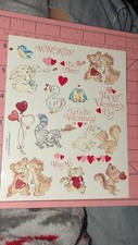 Vintage American Greetings Stickers Valentine's Day Cute Animals 1 Sheet