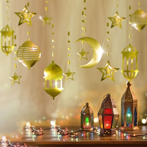 Cheerland Star Moon Lantern Ramadan Garland Kit Eid Streamer Decoration Gold - Picture 4 of 5
