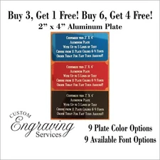 Custom Engraved Plate ALUMINUM 2"x4" Name Plate Plaque Art Label Tag Gift Trophy