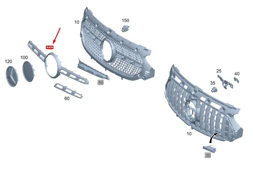 MERCEDES-BENZ GLA H247 Radiator Grille Carrier Trim A2478885500