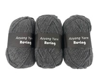 Aoyang Wool Yarn Roving 3 100g skeins total 327 yards Charcoal Gray New