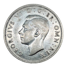 1937 Great Britain GEORGE VI Silver 2 Shillings Coin KM#855