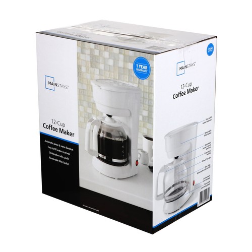 Mainstays White 12 Cup Drip Coffee Maker New Free Shipping EBay mainstays-white-12-cup-drip-coffee-maker-new-free-shipping-ebay