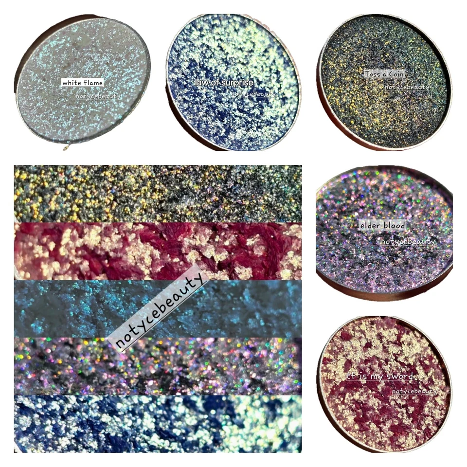 Multichromes Bundle 5 Pressed Pans Holographic Eyeshadows Duochrome Iridescent - Image 3 of 4