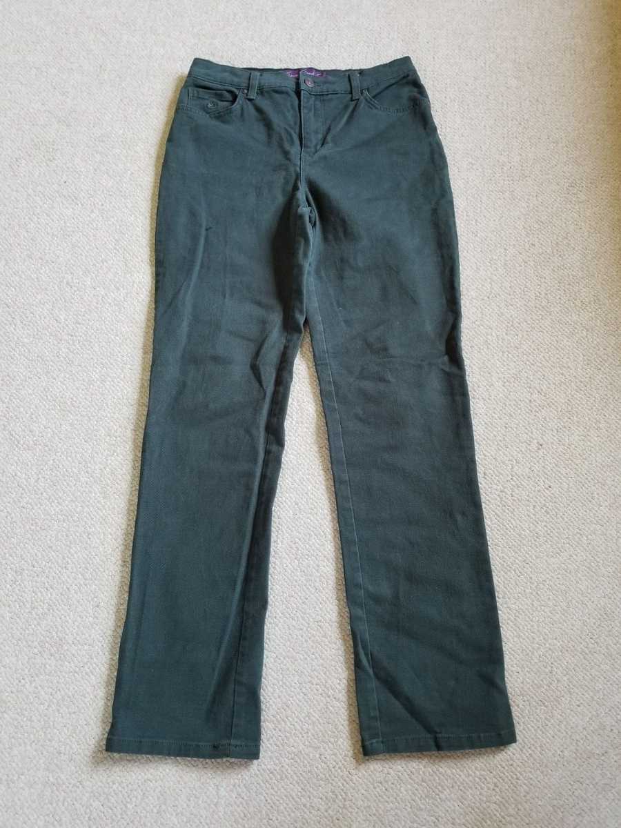 Womens Jeans-GLORIA VANDERBILT-green stretch denim 