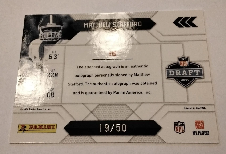 2009 Playoff Prestige #18 Matthew Stafford RC Signed Auto  /50 - Image 4 of 4