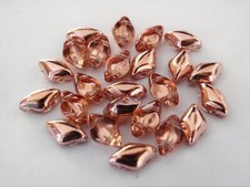 40 8 x 5 mm Czech Glass Gemduo Beads: Apollo Gold