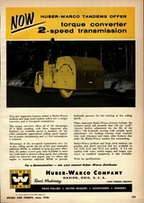 1956 Huber Warco Co. Print Advertisement:  2 Speed Transmission on Road Rollers