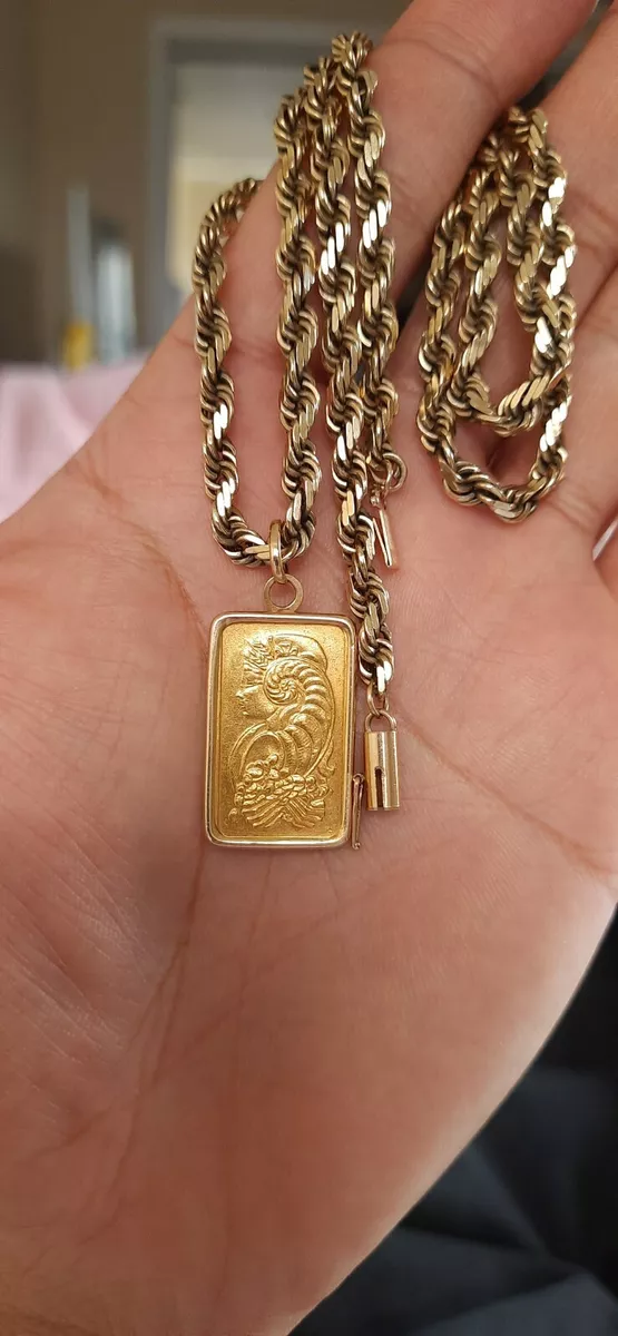Preowned PAMP Suisse Lady Fortuna 10 gram pendant with 14k gold