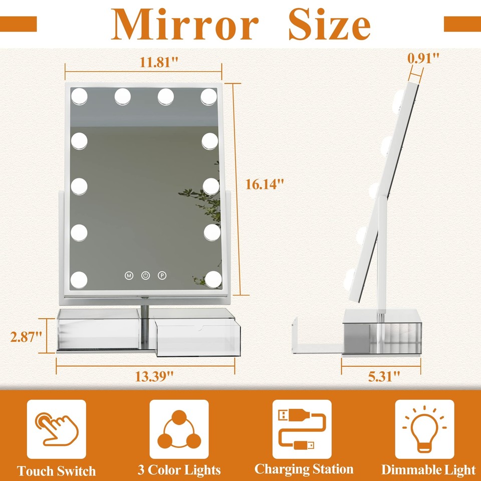 Makeup Mirror with Lights, Vanity Mirror with Lights, Makeup Vanity