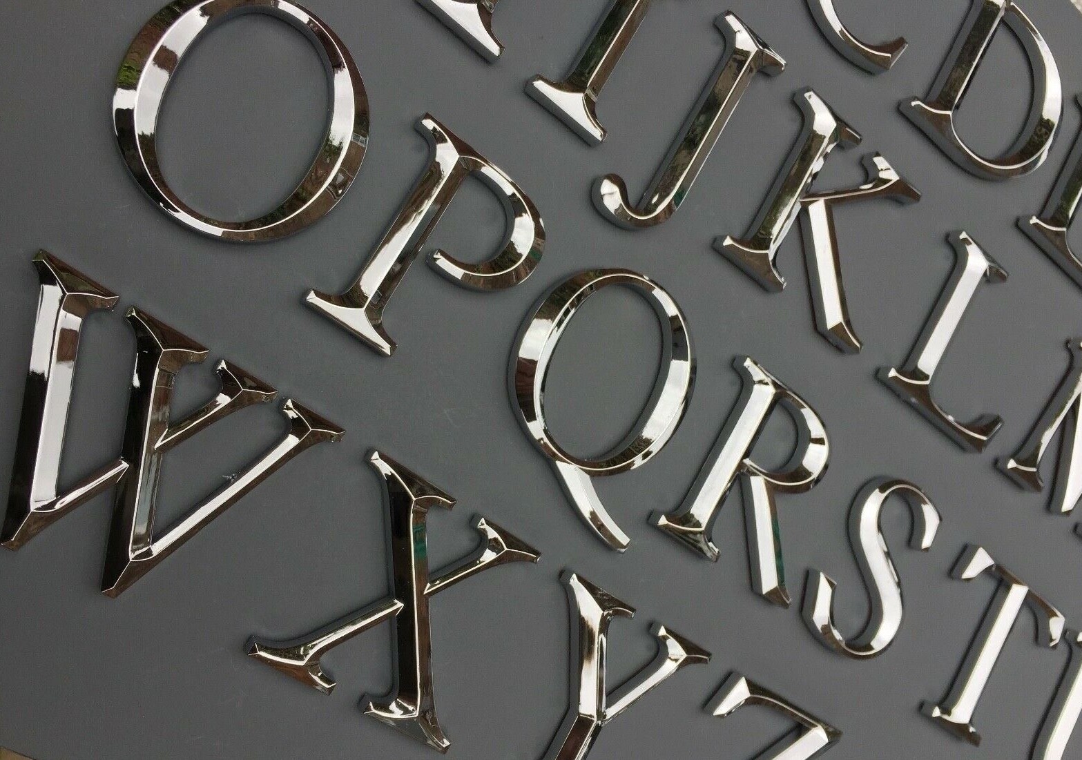 Chrome Lettering, Self adhesive. Art, Door, Walls, Signs. Height 5cm A