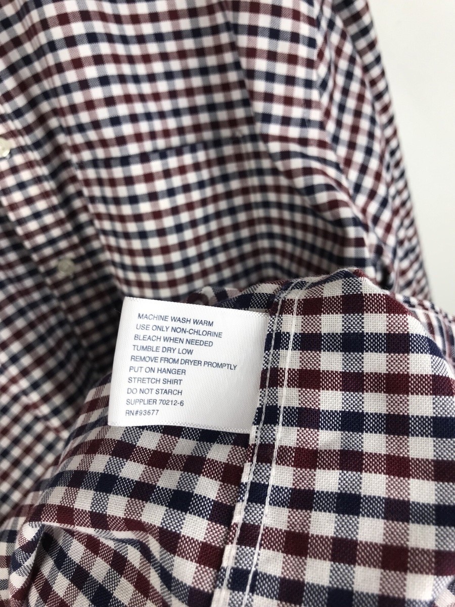 Stafford Travel Wrinkle Free Oxford PreOwned 18/34-35 Red Plaid