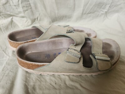 Birkenstock Arizona Soft Footbed leather sandals light blue w