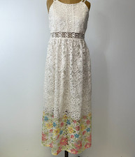 Bonnie Jean Dress Girl 16 Maxi Floral Lace Sheer Lined Tie Pastel Party Core Go