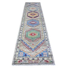 3' x 11'8" Koala Gray Angora Oushak Vibrant Wool Hand Knotted Runner Rug R88242