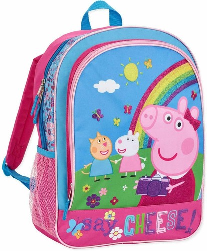 Peppa Pig Backpack 16" Rainbow Large Bag Say Cheese New