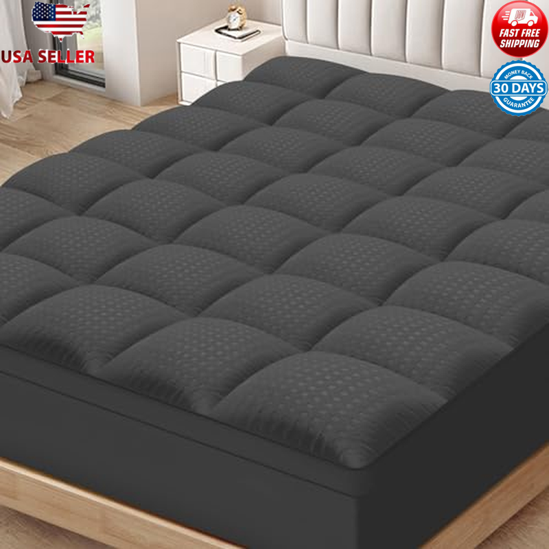 Extra Thick Queen Mattress Topper Pillow Top Quilted Down Alternative Support US