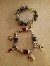 Bracelets Christmas Womens Stretchy Set Of 2 Bracelets Charms Dangle Ornaments