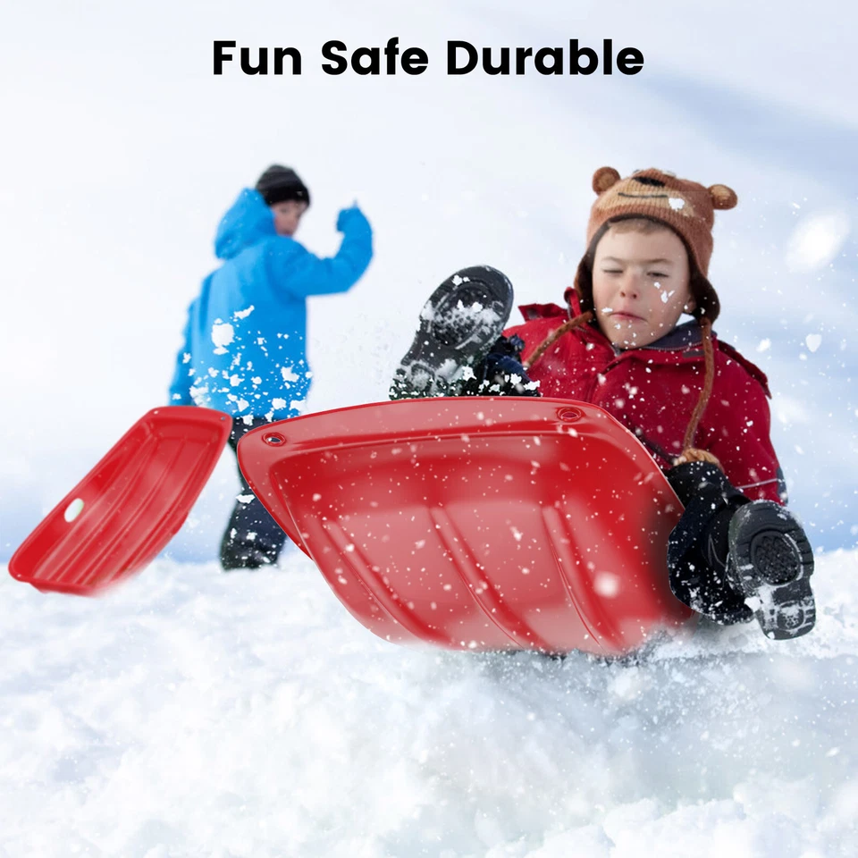 ‎DUNCHATY 35 in Snow Sled with Pull Rope Plastic Winter Toboggan Sled For Kids & Adults