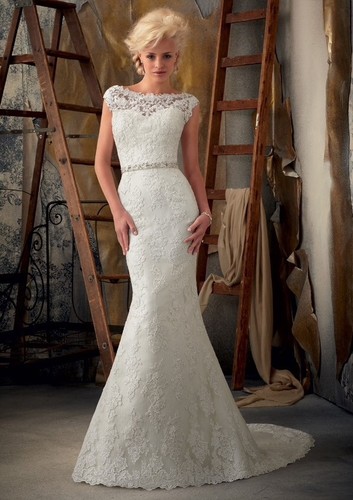 Mori Lee pizzo Abito da sposa 1901 Taglia 8 Prezzo Ridotto | eBay