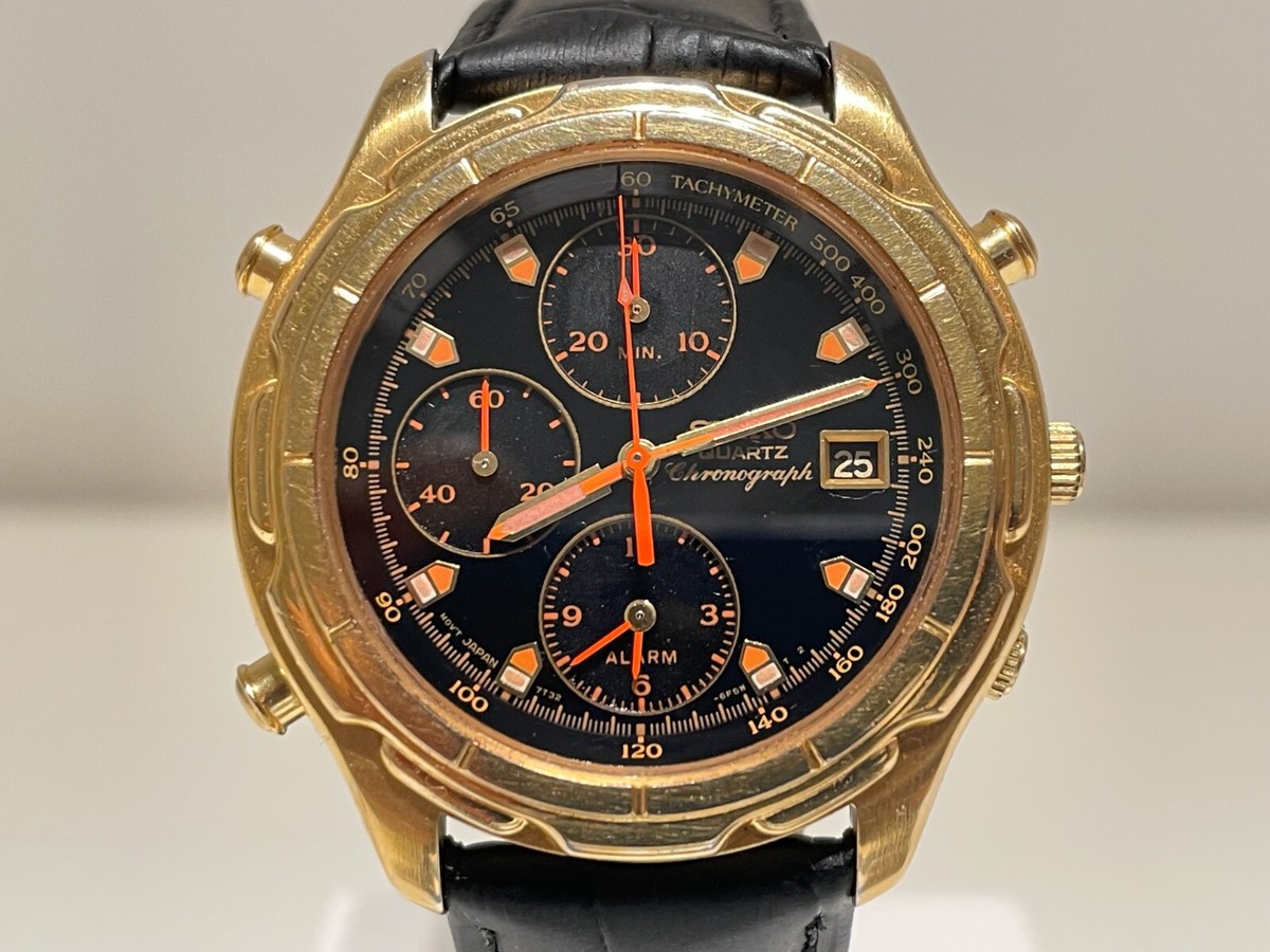 VINTANGE SPORT LUXURY GOLD PLATED ALARM CHRONOGRAPH MEN'S WATCH