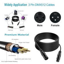 DMX Cable 10feet Flexible 3 Pin XLR Signal Wire With Shield For Stage Light
