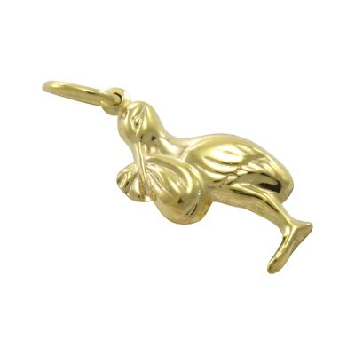 Storch 9 kt Gold mit Baby Anhänger