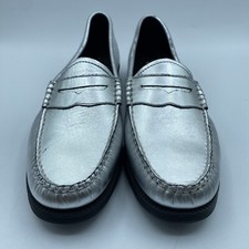 GH Bass  Co Whitney Easy Weejuns Women 9.5 Loafer Silver Preppy Shoes Boho NWOB